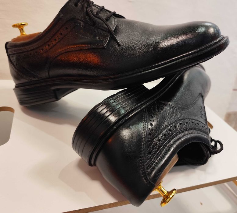 Pantofi derby plain toe 44 Gallus comfort piele naturala moale negru