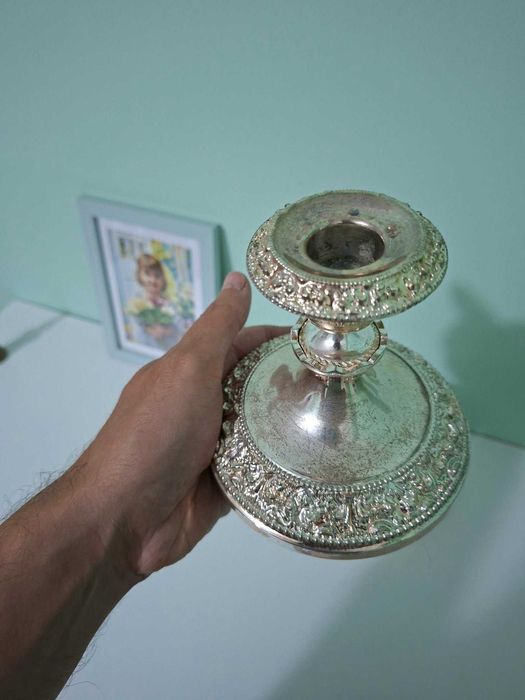 Pereche Sfeșnice Vintage Ianthe of England – Placate cu argint, stil Rococo