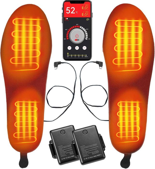 KEMIMOTO Акумулаторни термо стелки с контрол на приложението, 5 V 5000