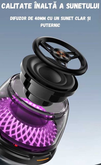 Boxa portabila, incarcator wireless 15W, RGB