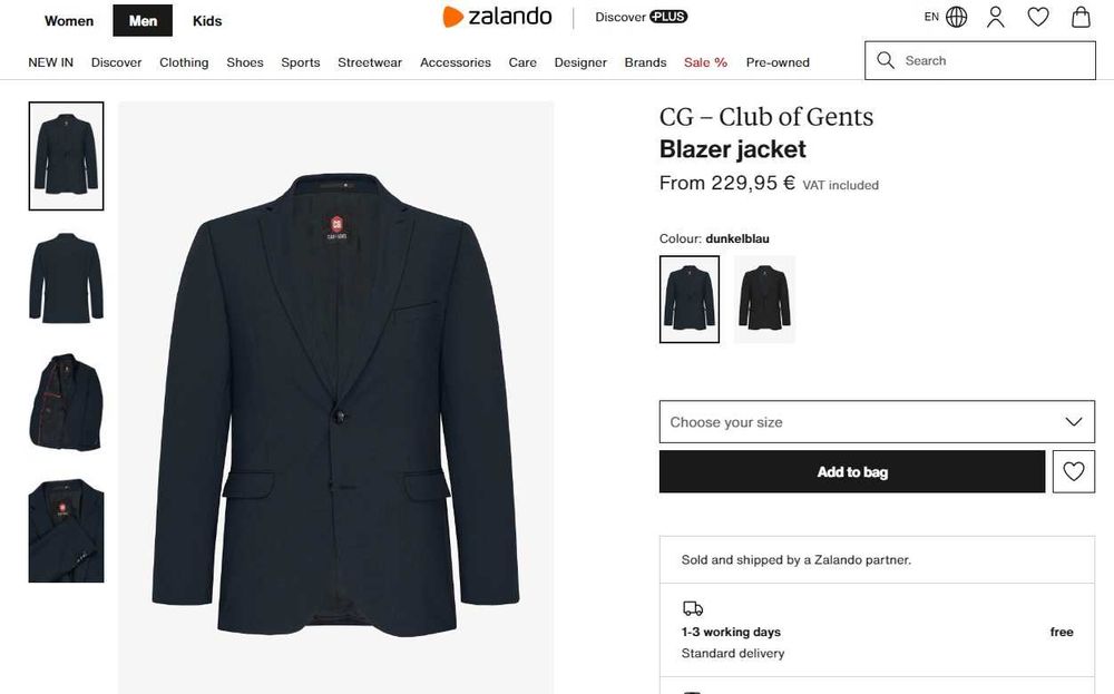 Sacou blazer slim 50 L premium Club Of Gents lana respirabila navy