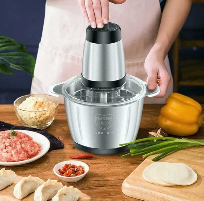 Комбиниран кухненски чопър месомелачка с купа от неръждаема стомана 2