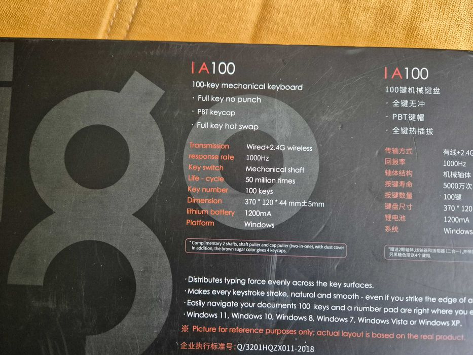 Tastatura mecanica AIGO A100 2,4GHz - blue switch