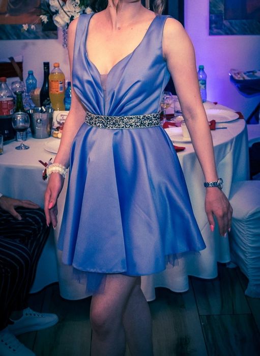 Rochie de ocazie / banchet / majorat, nuanță Pervincă (Lila-Bleu), mărimea 36