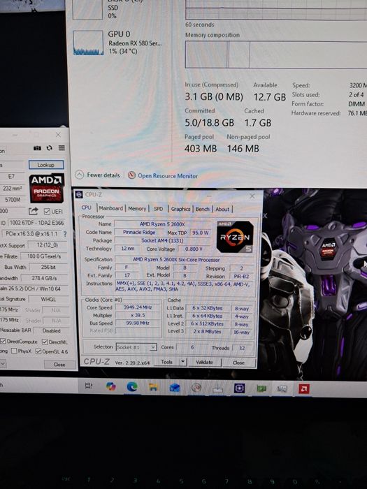 AMD Gaming- PC +Sapphire RX580 Nitro + 8GB