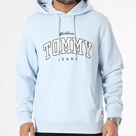 Мъжко горнище : TOMMY JEANS Regular Varsity Hoodie 8401 Light Blue M