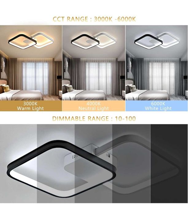 Aplica Led, Plafoniera incastrata, 3 intensități, Alexa