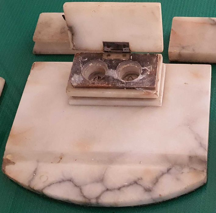 Set articole birou marmura, vintage (contine 6 piese)
