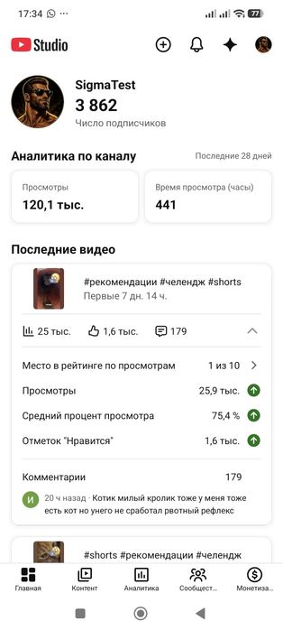 Ютуб канал 3800 подписчиков