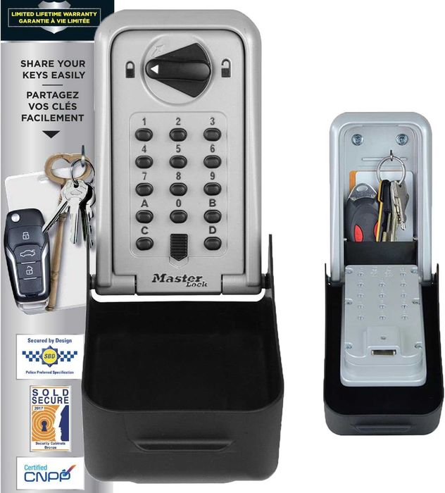 Cutie pentru chei Master Lock certificată extra mare, montată pe perete, pentru exterior