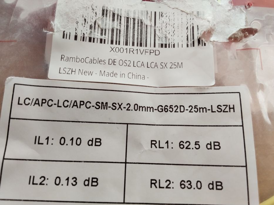 чисто нов 25метра оптичен кабел за оптичен интернет и оптичен рутер