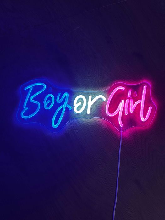 Semn Neon Led Boy or Girl Gender Reveal Petrecere Baby Shower Nou
