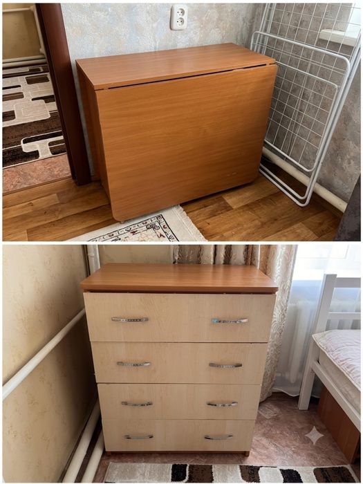 деревянный стол и комод