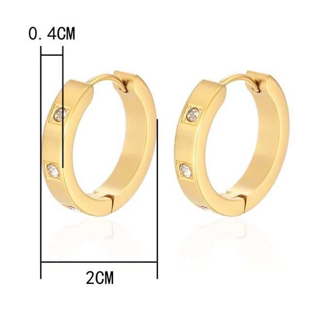 Позлатени обеци халки от стомана с цирконий