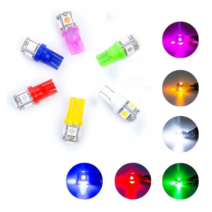 LED Лед Диодни Крушки За Табло, Габарит, Т10 W5W, 1X LED, 12V, 5 Цвята