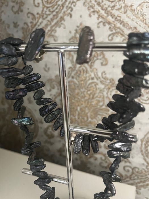 Set de lux : Colier Perle Biwa 56 cm și cercei clips- Închizătoare magnetică  Argint 925 Langer