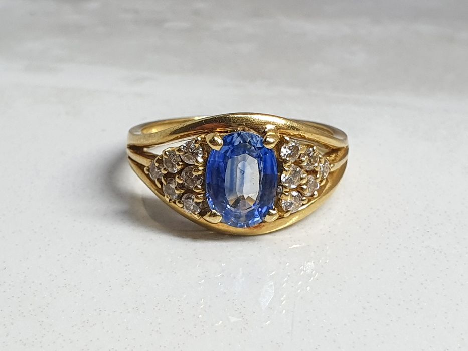 Inel din aur de 18K cu diamante naturale și tanzanit – mărimea 56