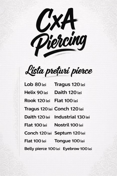 Realizez piercinguri – steril, sigur, rapid