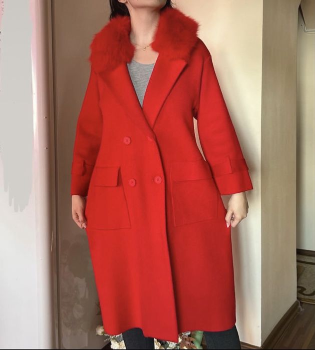 Palton lung rosu Etic