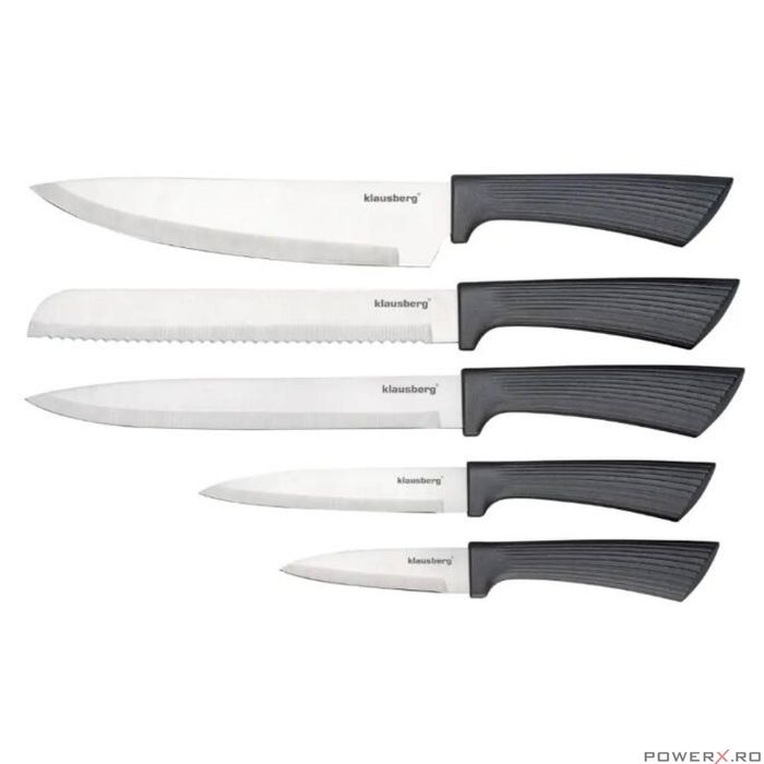 Set de cutite 6 piese cu bloc de salcam, otel inoxidabil, Klausberg
