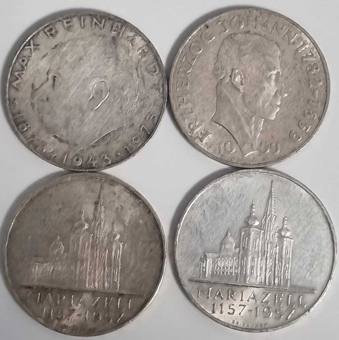 Lot 4 monede 25 schilling Austria 1950-1973 argint