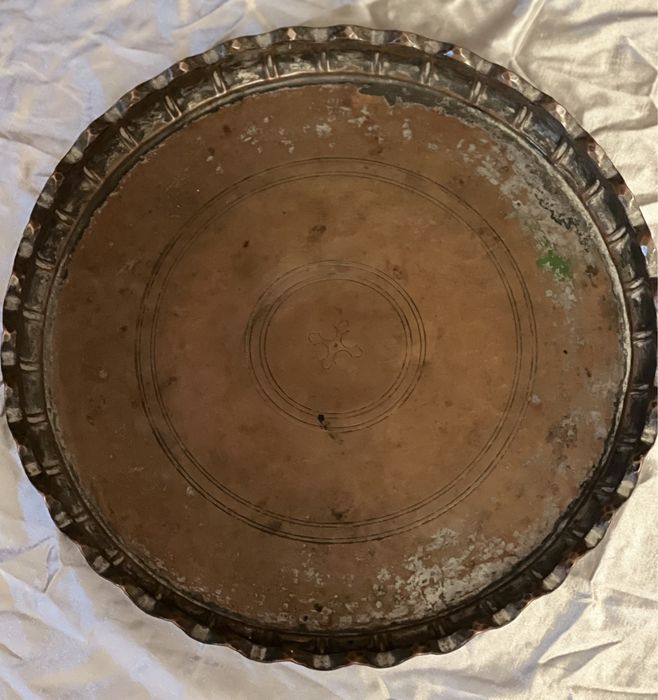 Антиквариат, медный поднос начала 19 век
