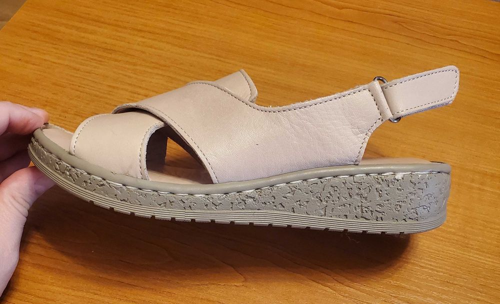 Летни сандали, естествена кожа, цвят: тен/бежов, размер: 36