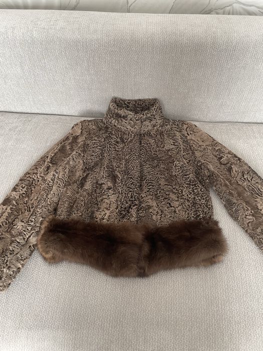 Шуба автоледи каракульча, соболь, 40-46