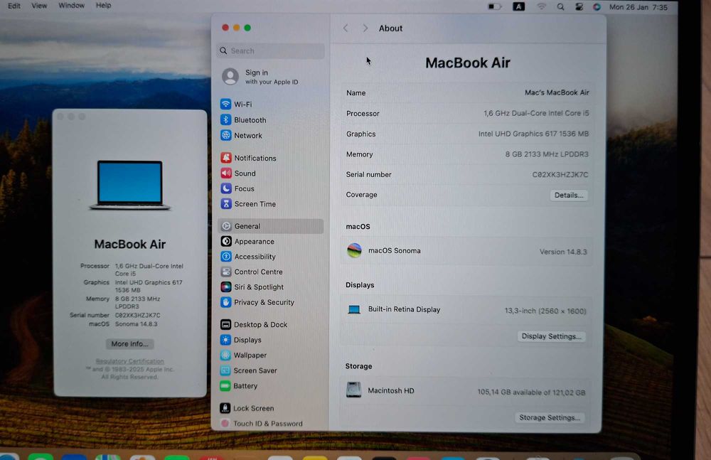 13.3' Apple MacBook Air 13.3 2018 Retina Core i5/8GB RAM/128GB SSD/Бат.4ч