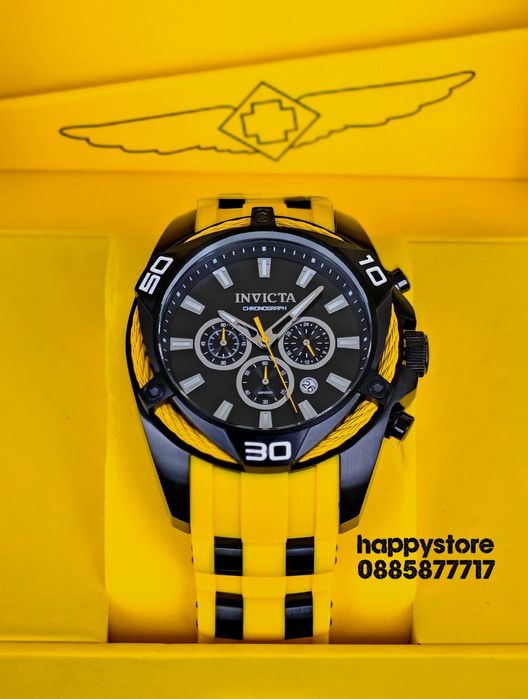 INVICTA Vanguard Yellow/Black 50mm, Инвикта нов ръчен часовник