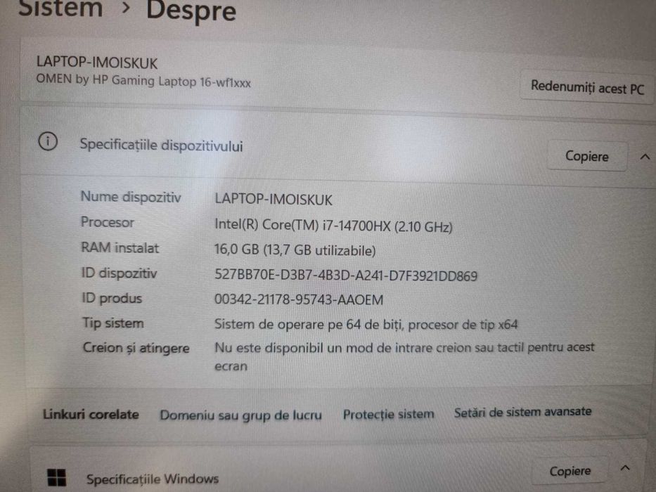 Vand HP Omen 16 In stare foarte buna de functionare