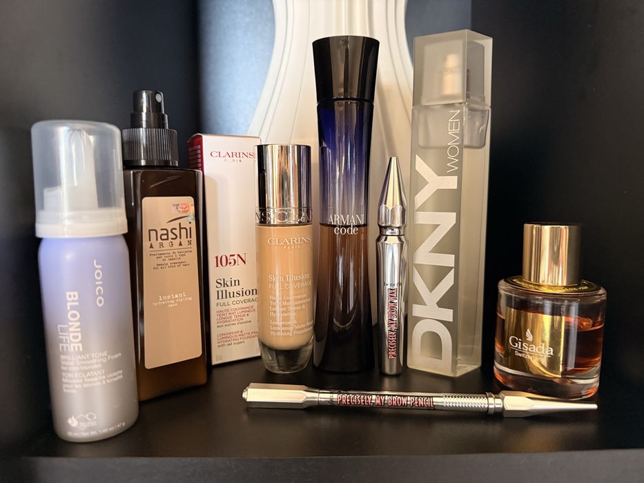 Armani Code,Benefit Precisely,Clarins Skin Illusion Full Coverage, Foundation,Nashi Argan