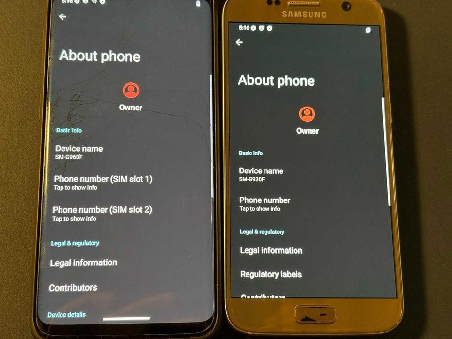 Samsung Galaxy S7 S9 Android 14/16