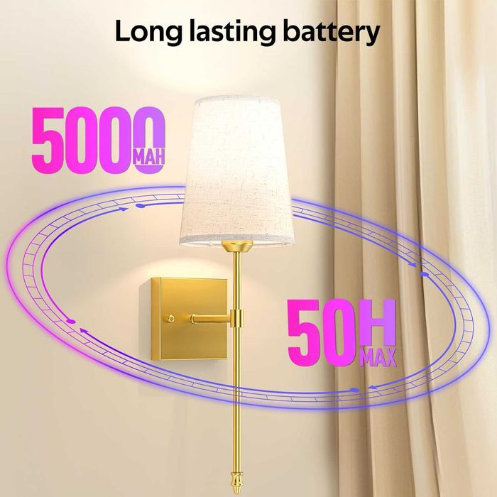 MOITA Аплик за стена RGB, 5000 mAh акумулаторен, 2 броя с дистанционно