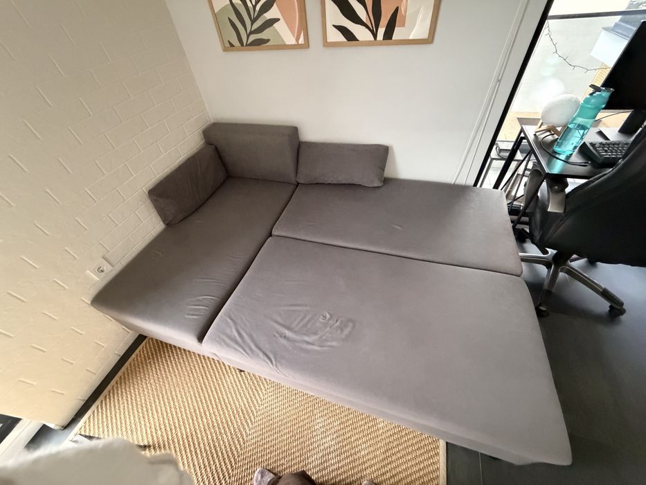 Разтегателен ъглов диван с функция сън – 200 × 135 см