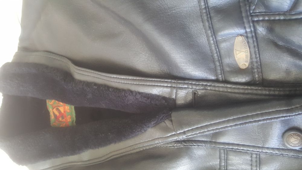 Мъжко кожено яке-шуба XL, дебела подплата, Италия