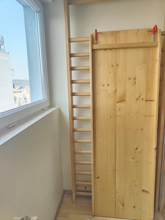 Vand tobogan/placa de catarat din lemn masiv, de interior