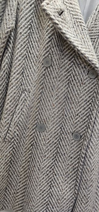 Двубортное твидовое полупальто
