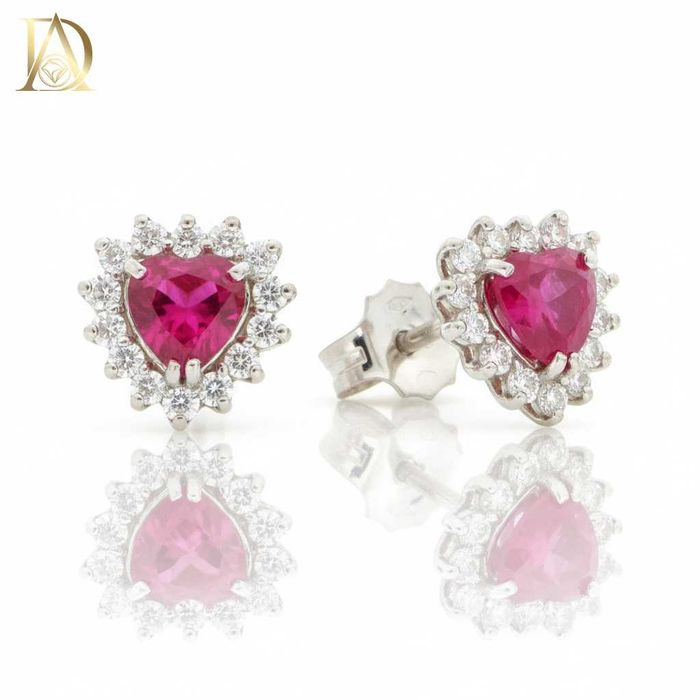 Нови Златни Обеци с 2.00кт Естествени Рубини и 0.38кт Естествени Диама