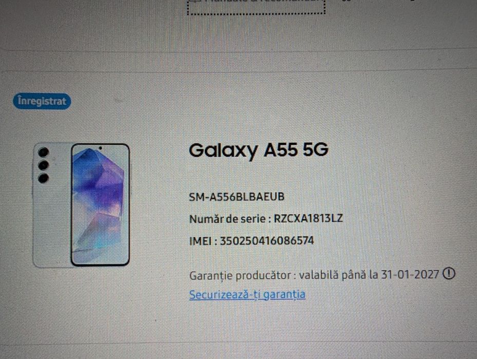 Smartphone Samsung  A55 128GB 8GB RAM 5G DS , impecabil, garantie