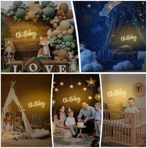 Нов знак лампа LED неонова табела Oh Baby USB baby shower детска стая