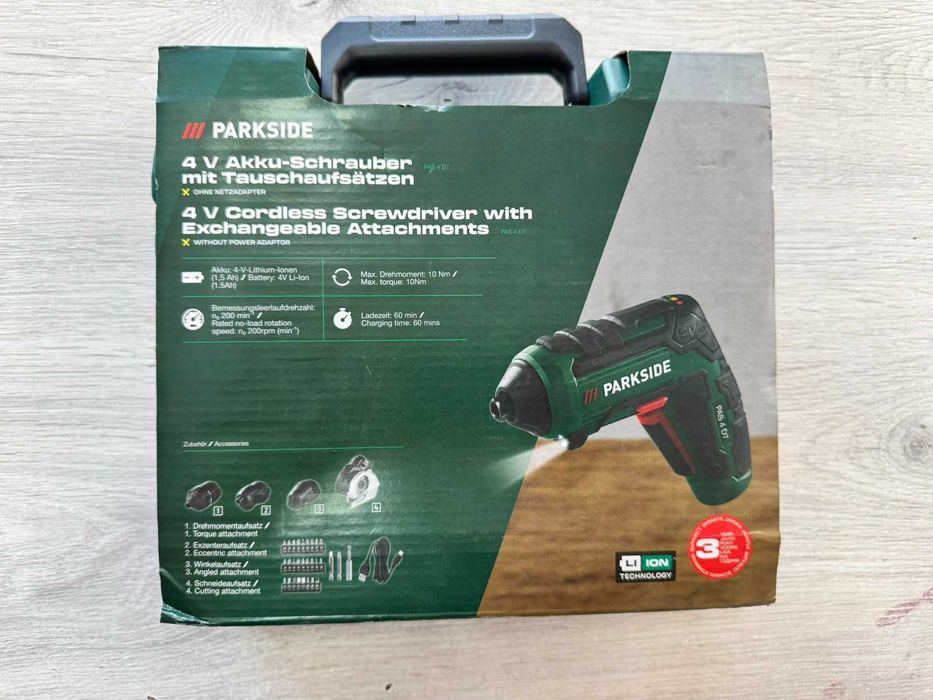 Акумулаторен винтоверт Parkside PAS 4 D7 4 V 4 аксесоара и сменяеми битове