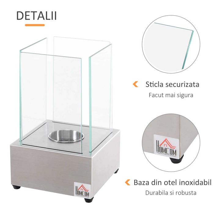 Semineu de masa otel si sticla arzator 0,4L - NOU, in cutie !!