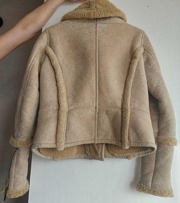 Cojoc scurt/Geaca dama -100% piele si blana naturala -marimea S/M