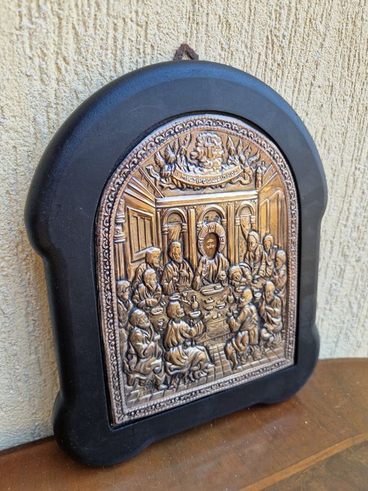 Прекрасна сребърна икона Тайната вечеря със сертификат