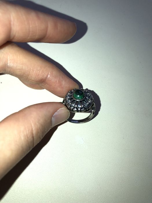 Серебряное Кольцо с Малахитом
