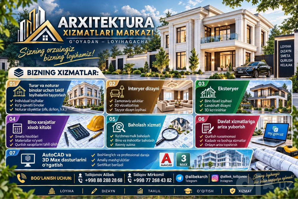 Loyihalash va arxitektura xizmatlari