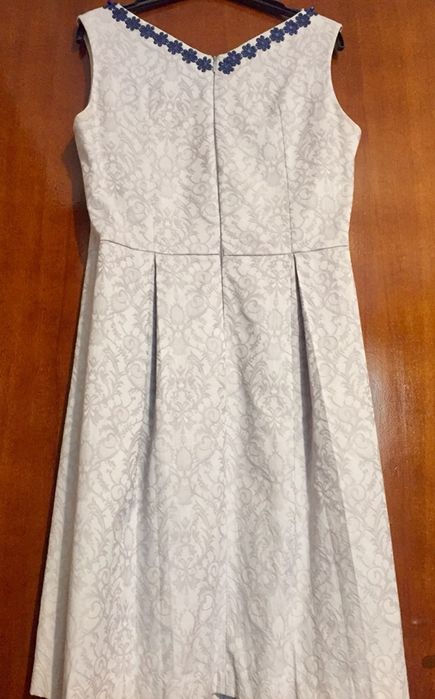 Rochie midi de ocazie, gri lila-lavanda, marime 42