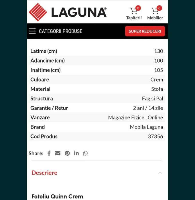 Fotoliu Laguna Quinn NOU