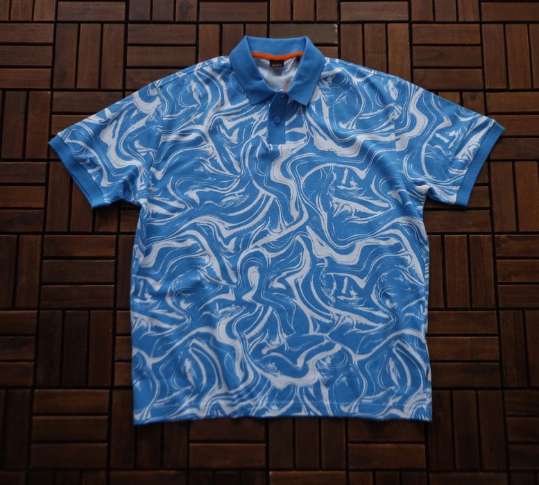 Мъжка поло тениска BOSS Allover Ocean Polo T-shirt размери L, XL